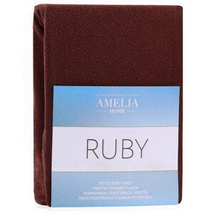 Froté prostěradlo s gumou AmeliaHome Ruby hnědé, velikost 200-220x200