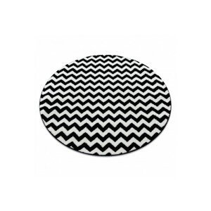 3kraft Kulatý koberec SKETCH JAMES kruh černý / bílý - cikcak, velikost kruh 140