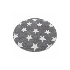 3kraft Kulatý koberec SKETCH LEWIS šedý / bílý - Hvězda, velikost kruh 120