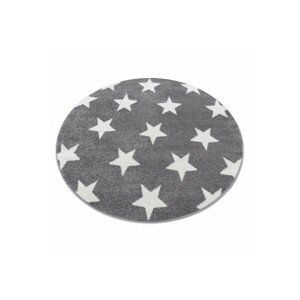 3kraft Kulatý koberec SKETCH LEWIS šedý / bílý - Hvězda, velikost kruh 100