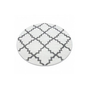 Dywany Lusczow Kulatý koberec SKETCH EDWARD bílý / šedý trellis, velikost kruh 140