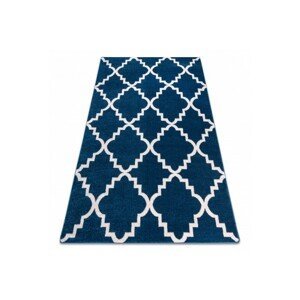 3kraft Kusový koberec SKETCH Henry modrý /bílý trellis, velikost 80x150