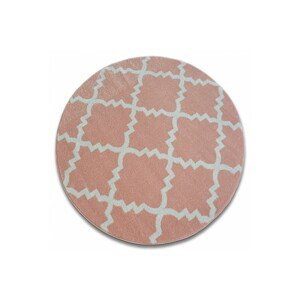 3kraft Kulatý koberec SKETCH GEORGE růžový / krémový trellis, velikost kruh 140