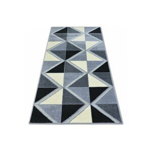 3kraft Kusový koberec BCF BASE TRIGONAL 3974 trojúhelníky černý/šedý, velikost 140x190
