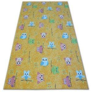 Dywany Lusczow Dětský kusový koberec LITTLE OWL žlutý, velikost 100x200