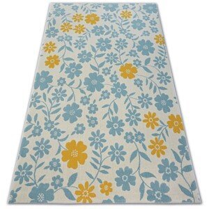 3kraft Kusový koberec PASTEL 18414/062 - květiny / krémový tyrkysový zlatý