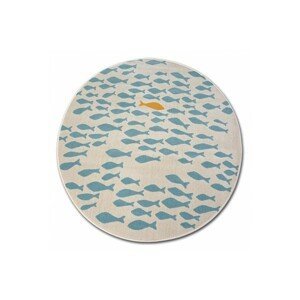 3kraft Kulatý koberec PASTEL 18416/062 - ryby / krémový tyrkysový zlatý, velikost kruh 120