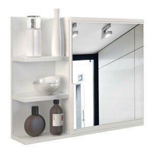 TP Living Koupelnové zrcadlo s poličkou LUMO levé - bílé
