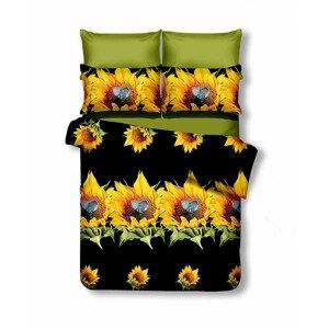 Oboustranné povlečení z mikrovlákna DecoKing Sunflower černo-žluté, velikost 135x200+80x80*1