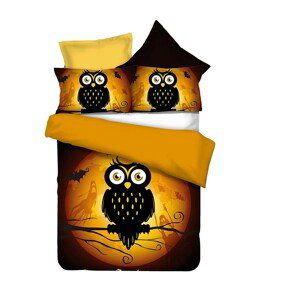 Povlečení z mikrovlákna DecoKing Owls GHOSTSTORY s nápisem HAPPY HALLOWEEN, velikost 155x220+80x80*1