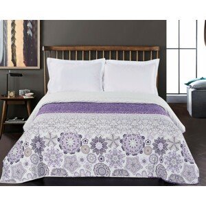 Oboustranný přehoz na postel DecoKing Alhambra fialový/bílý, velikost 260x280