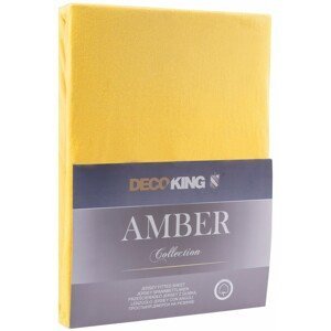Bavlněné jersey prostěradlo s gumou DecoKing Amber žluté, velikost 120-140x200+30