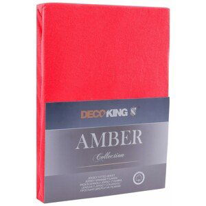 Bavlněné jersey prostěradlo s gumou DecoKing Amber červené, velikost 80-90x200+30