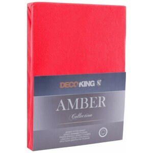 Bavlněné jersey prostěradlo s gumou DecoKing Amber červené, velikost 220-240x220+30