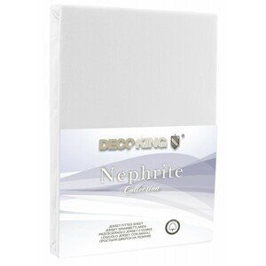 Bavlněné jersey prostěradlo s gumou DecoKing Nephrite bílé, velikost 80-90x200+30