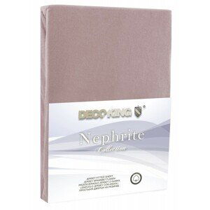 Bavlněné jersey prostěradlo s gumou DecoKing Nephrite cappuccino, velikost 80-90x200+30