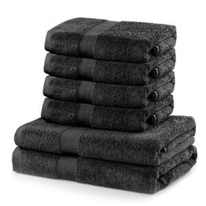 Sada 2 osušek a 4 ručníků DecoKing Ginna tmavě šedé, velikost 2*70x140+4*50x100