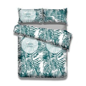 Povlečení z bavlny AmeliaHome Palm bílo-zelené, velikost 200x200+50x75*2