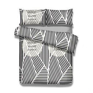 Povlečení z bavlny AmeliaHome Stripes černo-bílé, velikost 200x200+80x80*2