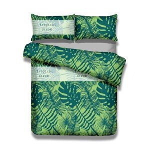Povlečení z bavlny AmeliaHome Tropical Dream zelené, velikost 200x220+80x80*2