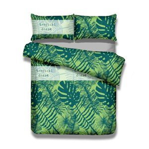 Povlečení z bavlny AmeliaHome Tropical Dream zelené, velikost 200x200+50x75*2