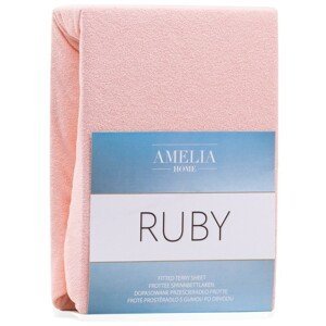 Froté prostěradlo s gumou AmeliaHome Ruby světlé růžové, velikost 80-90x200+30