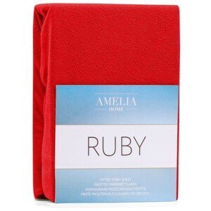 Froté prostěradlo s gumou AmeliaHome Ruby červené, velikost 100-120x200+30
