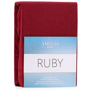 Amelia Home Froté prostěradlo s gumou AmeliaHome Ruby tmavě červené