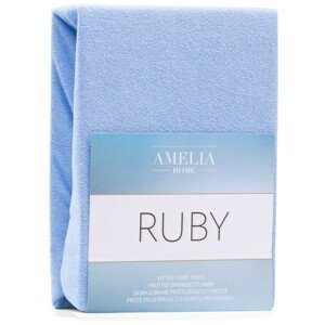 Froté prostěradlo s gumou AmeliaHome Ruby světlé modré, velikost 160-180x200+30