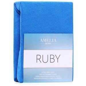 Froté prostěradlo s gumou AmeliaHome Ruby modré, velikost 80-90x200+30