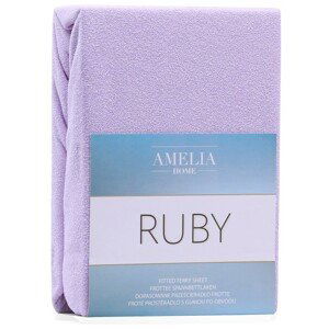 Froté prostěradlo s gumou AmeliaHome Ruby lila, velikost 180-200x200+30