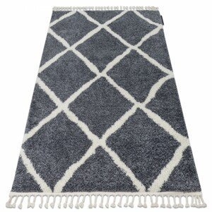 Dywany Lusczow Kusový shaggy koberec BERBER CROSS šedý, velikost 80x250