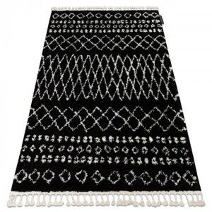 3kraft Kusový shaggy koberec BERBER ETHNIC černý, velikost 80x150