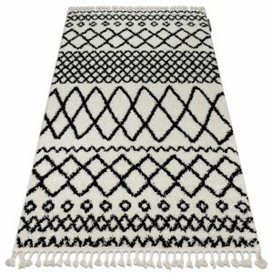 Dywany Lusczow Kusový shaggy koberec BERBER SAFI bílý, velikost 70x200