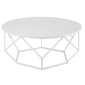 DekorStyle Kovový konferenční stolek Diamant 90 cm bílý
