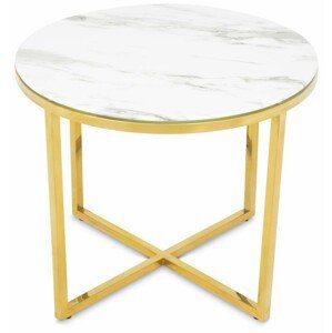DekorStyle Konferenční stolek VERTIGO 60 cm bílý/zlatý