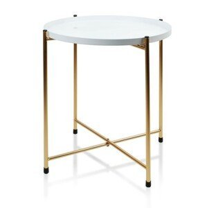 DekorStyle Konferenční stolek Lucas- bílo-zlatý