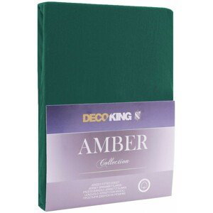 DecoKing Bavlněné prostěradlo AmeliaHome AMBER tmavě zelené, velikost 100-120x200+30