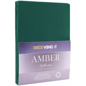 DecoKing Bavlněné prostěradlo AmeliaHome AMBER tmavě zelené, velikost 120-140x200+30