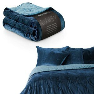 Oboustranný přehoz na postel DecoKing Daisy modrý, velikost 170x210