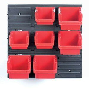 Prosperplast Závěsný organizér s 7 boxy na nářadí ORDERLINE 40x11x40 cm černo-červený