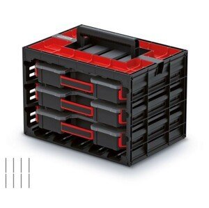 Prosperplast Úložný box se 3 organizéry IMPOSE 41,5x29x29 cm černo-červený