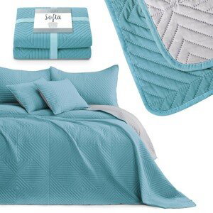 Přehoz na postel AmeliaHome Softa světle modrý/stříbrný, velikost 170x270