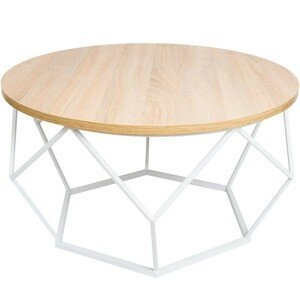 DekorStyle Konferenční stolek Diamond 70 cm bílý/světlý dub