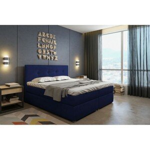 Hector Kontinentální velurová postel Sara 160x200 cm tmavě modrá