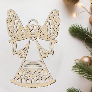 Vyřezávaný anděl 4 ze dřeva k zavěšení