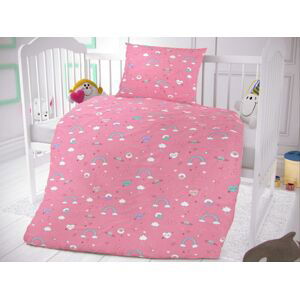Kvalitex Dětské ložní povlečení Obláčky růžové 95x135, 45x60cm