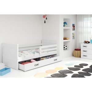 Expedo Dětská postel FIONA P1 COLOR + úložný prostor + matrace + rošt ZDARMA, 80x190 cm, bílý, bílá