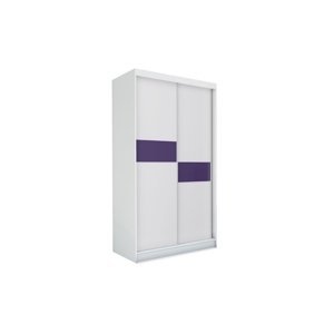 Expedo Skříň s posuvnými dveřmi ADRIANA + Tichý dojezd, 150x216x61, bílá/fialové sklo