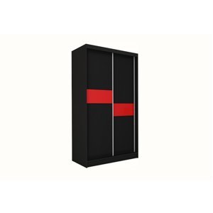 Expedo Skříň s posuvnými dveřmi ADRIANA + Tichý dojezd, 150x216x61, černá/červené sklo